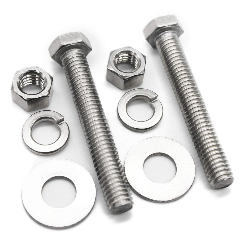 Fullerkreg (10 Sets) 1/4-20x2 Stainless Steel Hex Head Screws Bolts, Nuts, Flat & Lock Washers, 18-8 (304) S/S, Fully Threaded by Bolt Fullerkreg - Image 4